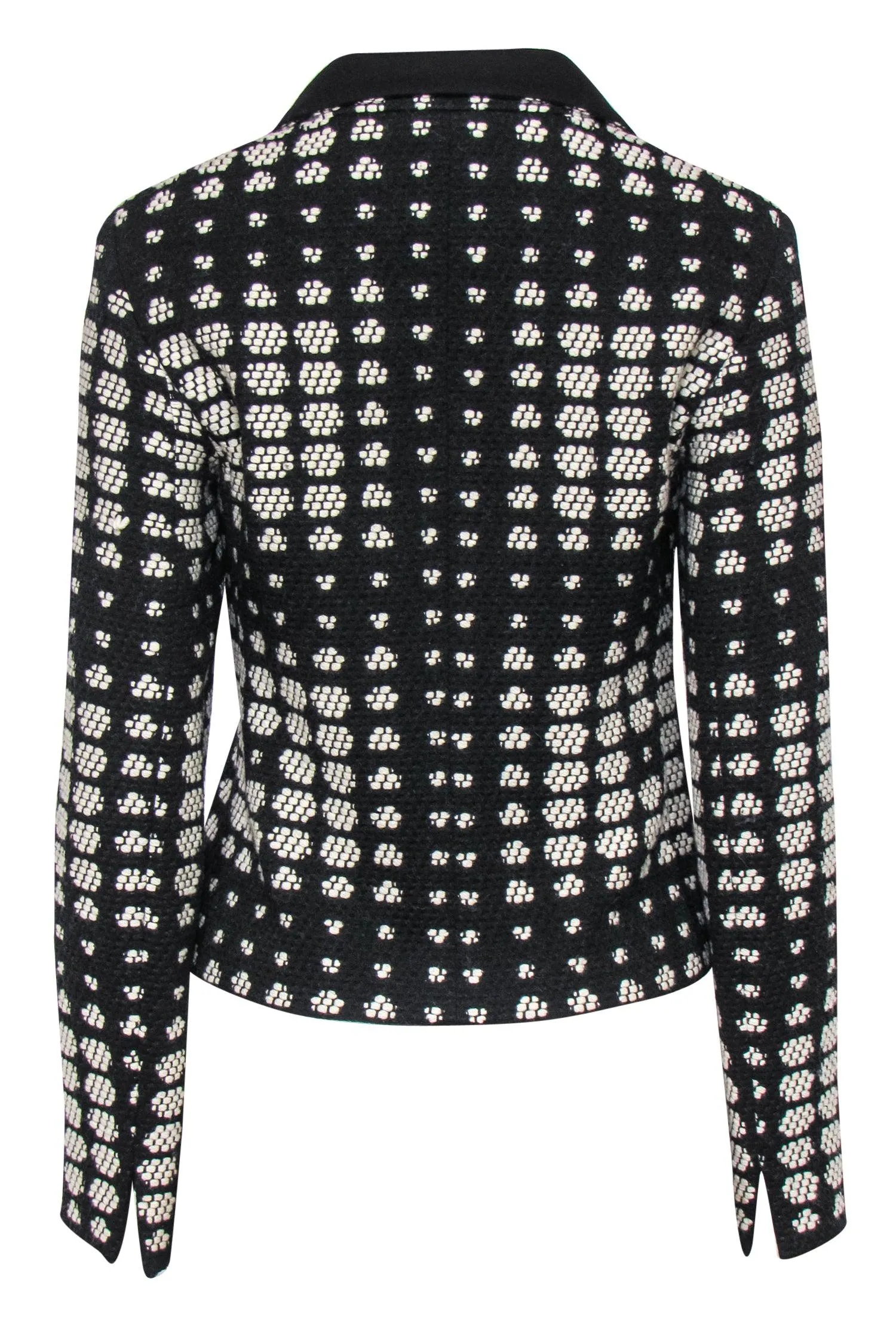 Akris Punto - Black & Cream Dotted Woven Zip-Up Wool Jacket Sz 6