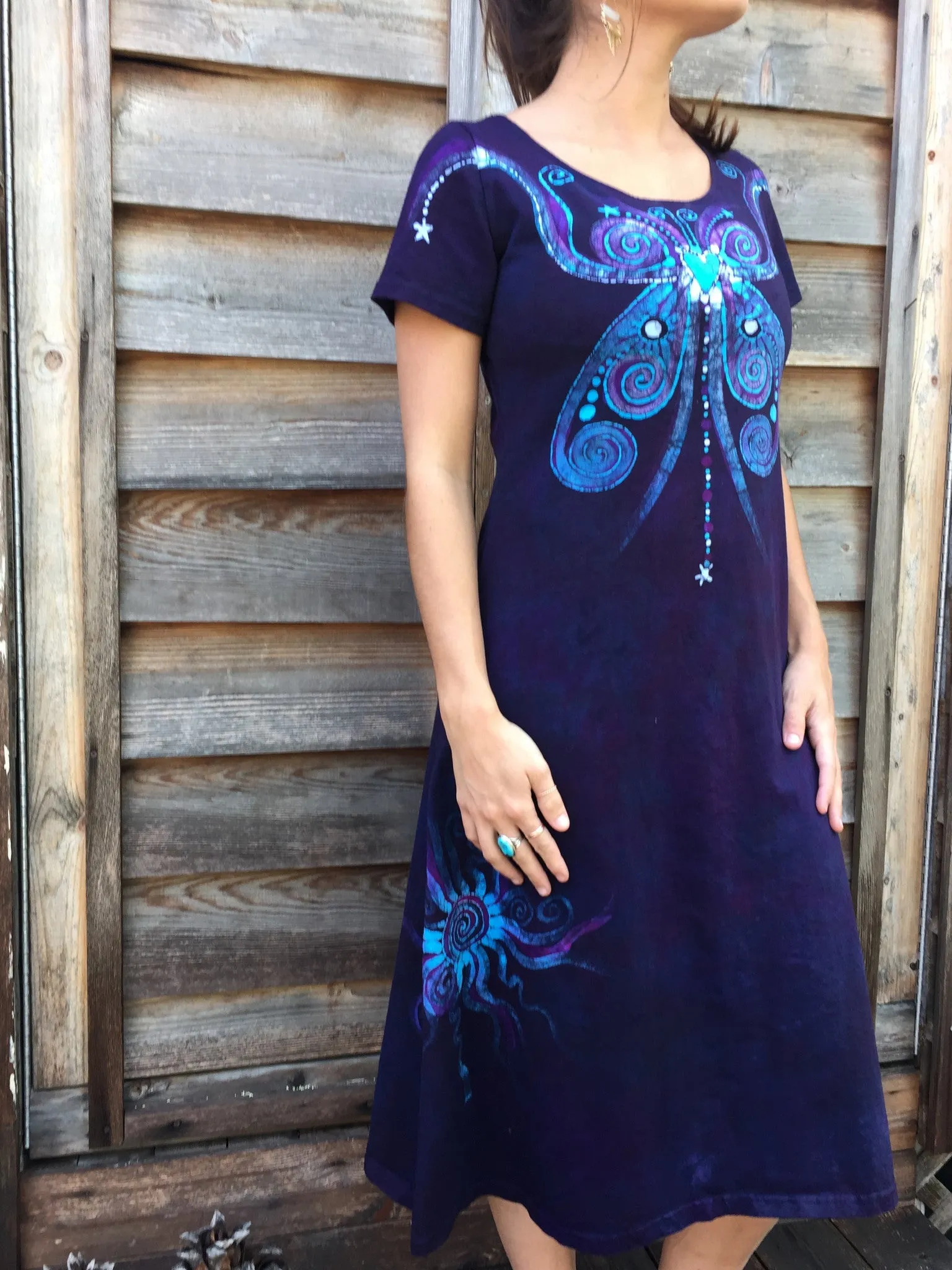 Batik Butterfly - Short Sleeve Dress
