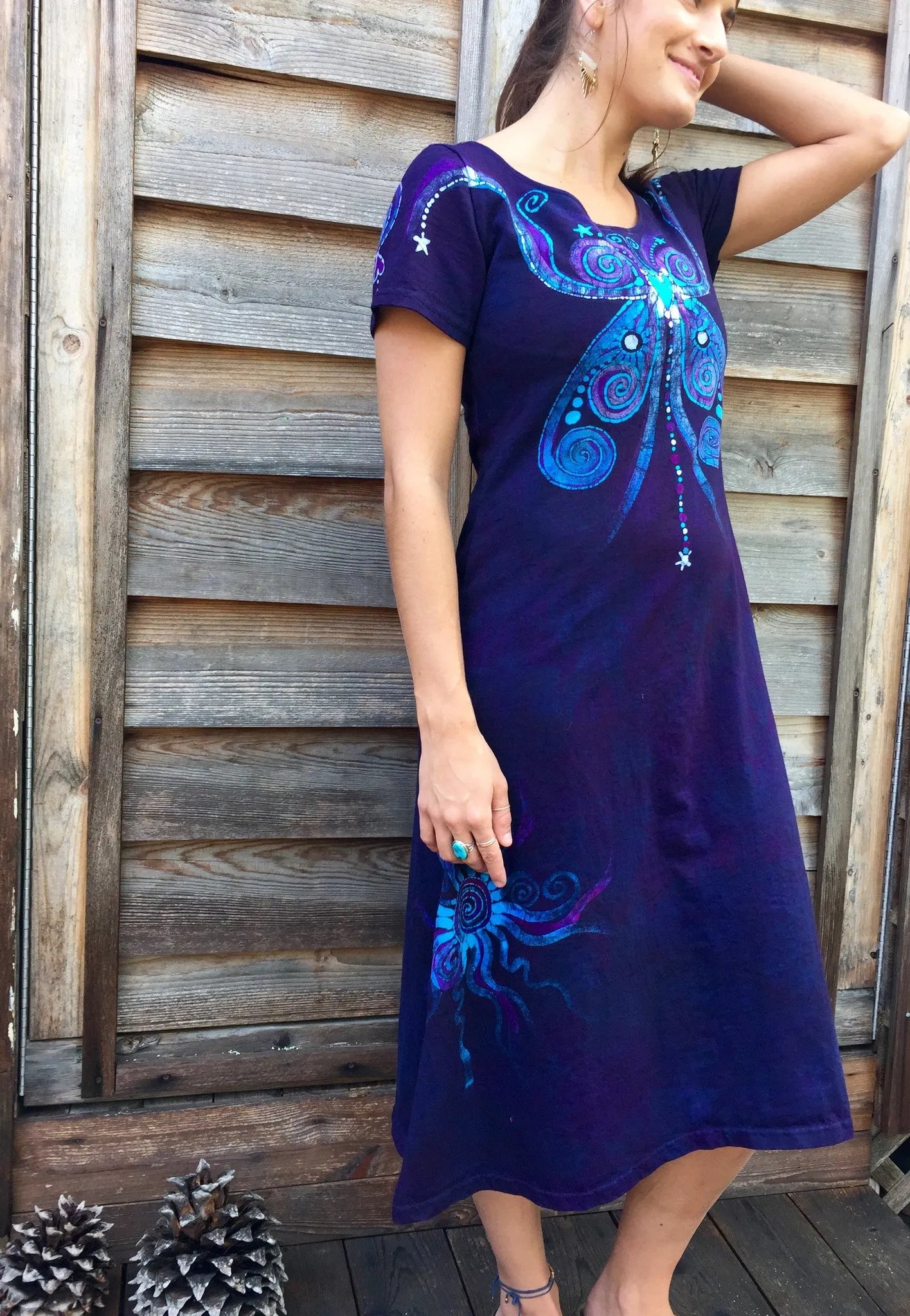 Batik Butterfly - Short Sleeve Dress