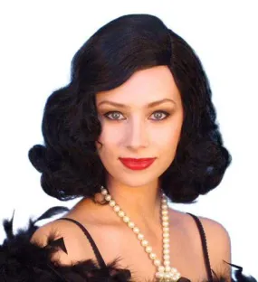 Black Side Part Wavy 1920's Costume Wig