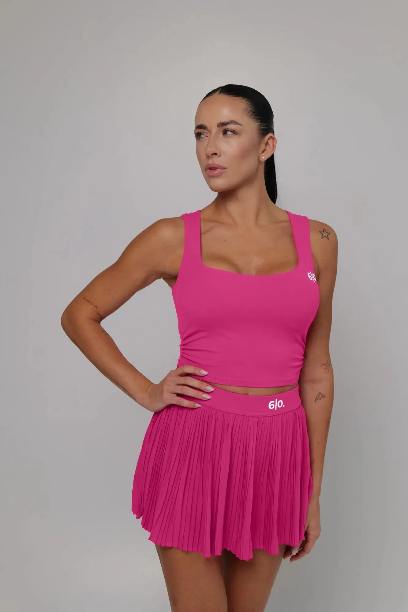 Blue color top and pleated skirt set