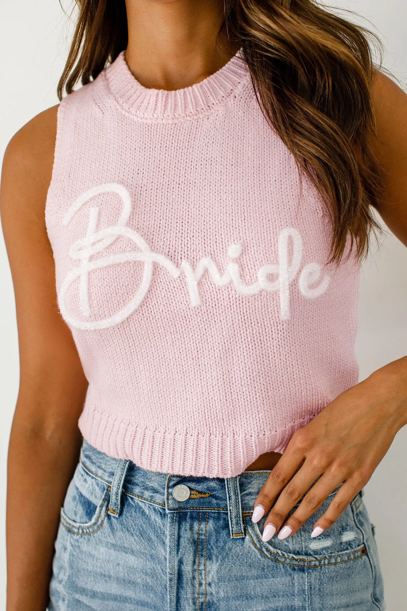 Bride Pink Sweater Tank Top
