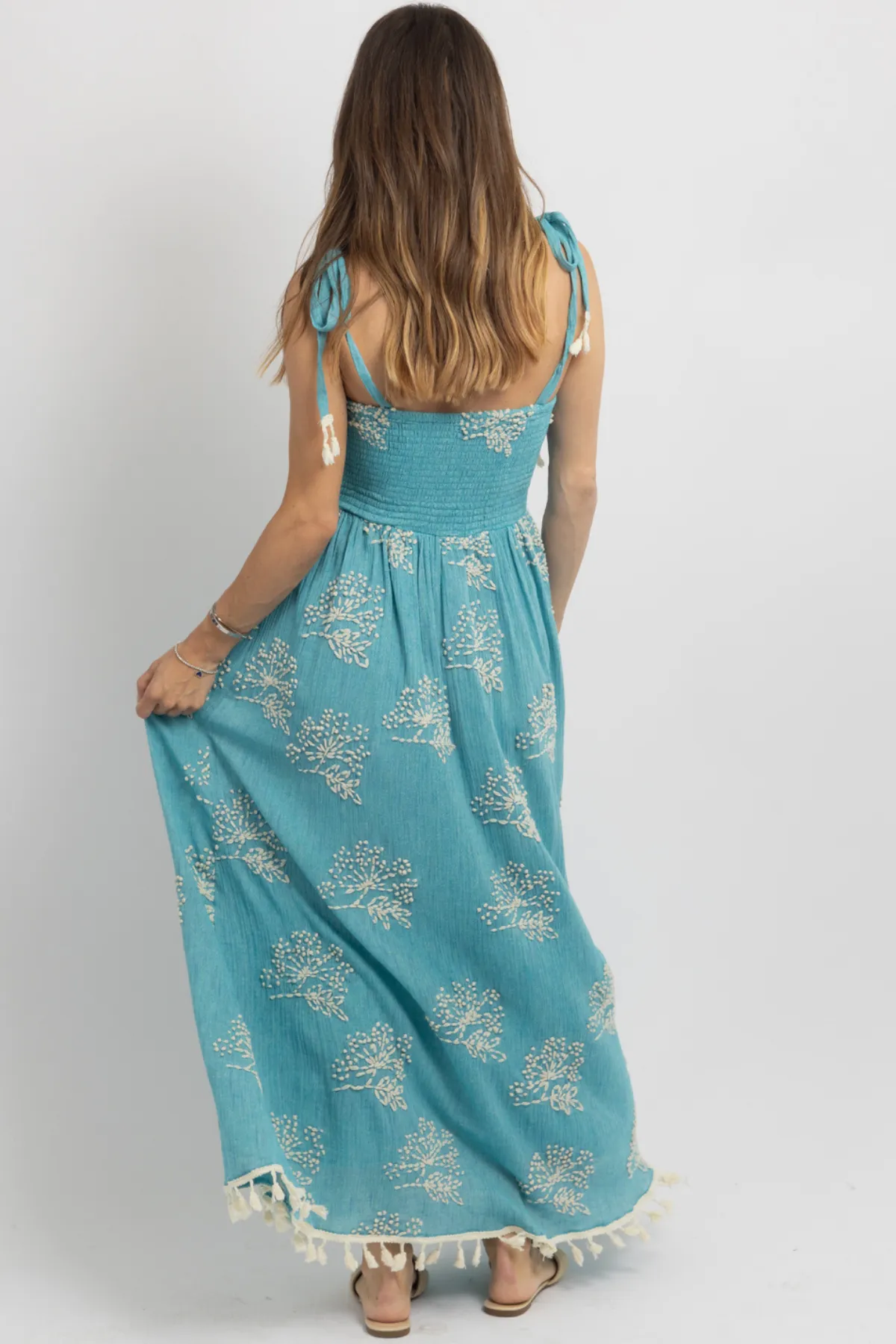 CENOTE EMBROIDERED MAXI DRESS