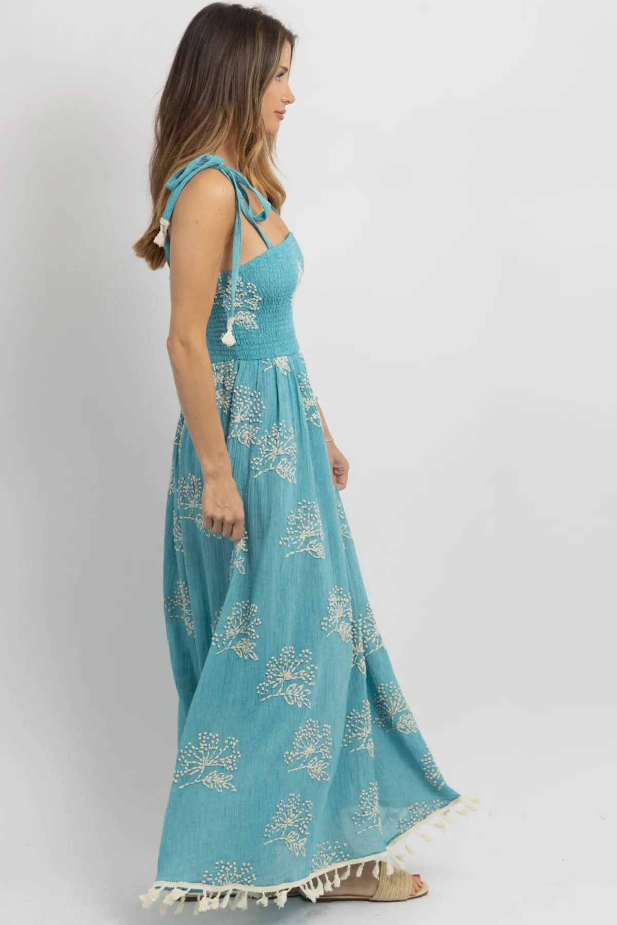 CENOTE EMBROIDERED MAXI DRESS