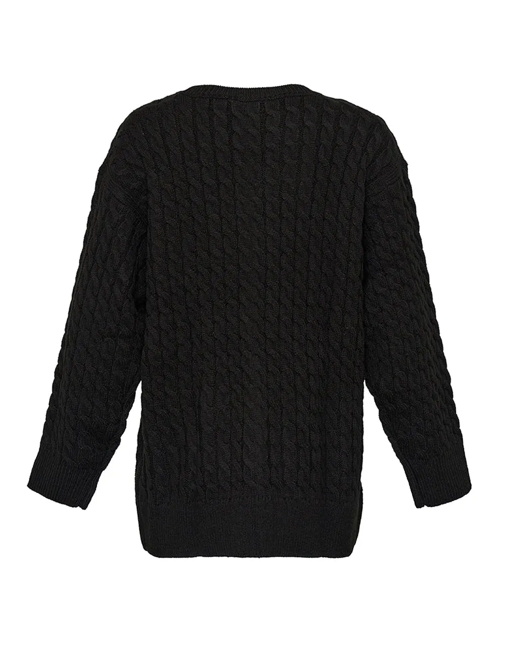 Cozy Cable Knit Sweater And Leg Warmers (Black)