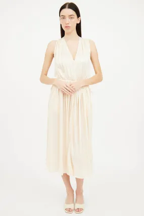 Cream Silk Sleeveless Maxi Dress