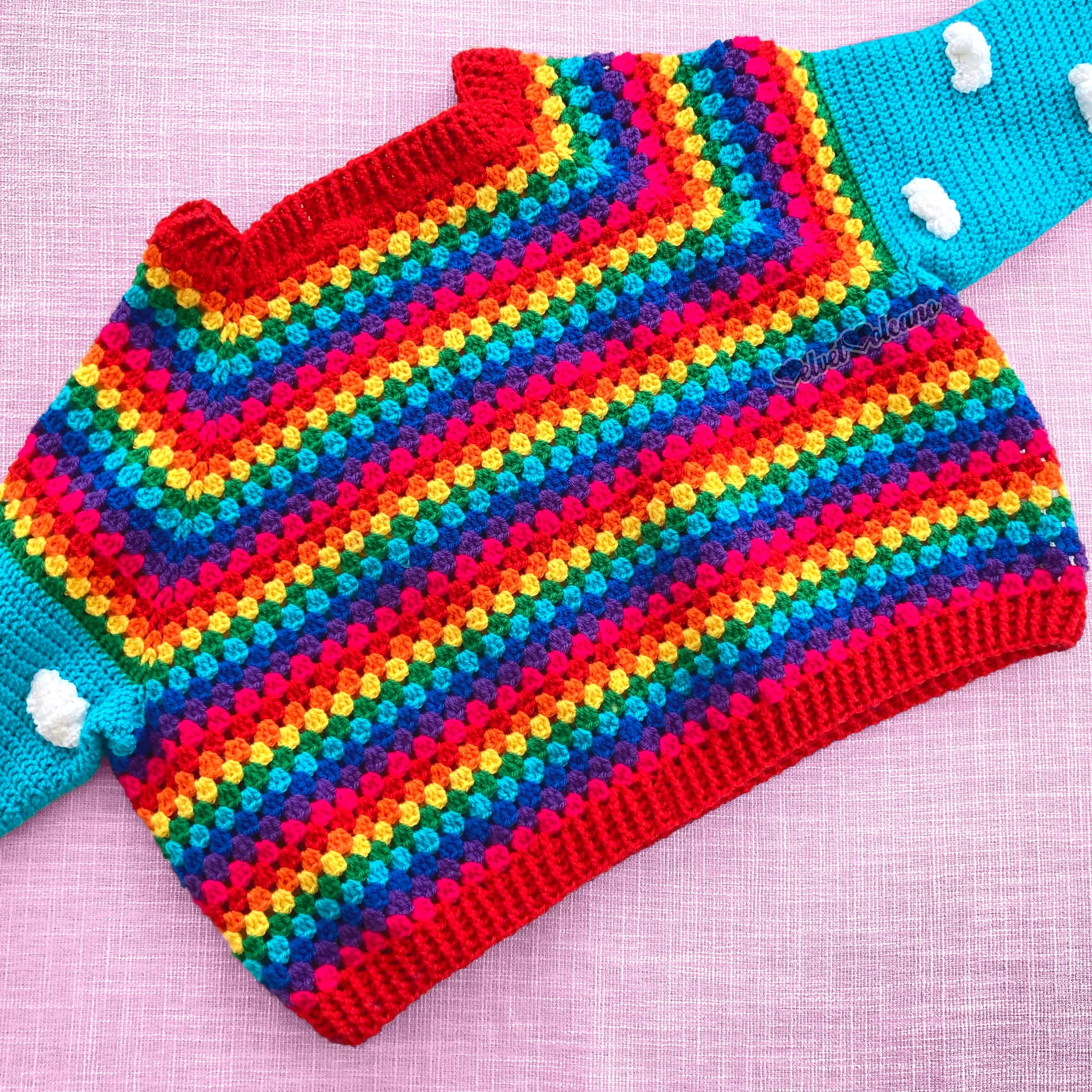 Cropped Bright Rainbow Cloud Sweater / Jumper (Dolphin Blue)