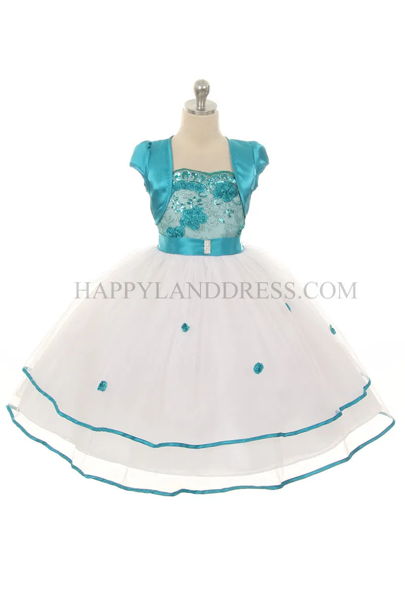 D0324 Laced Top with Two-Layered Tulle Dress (3 Diff. Colors)