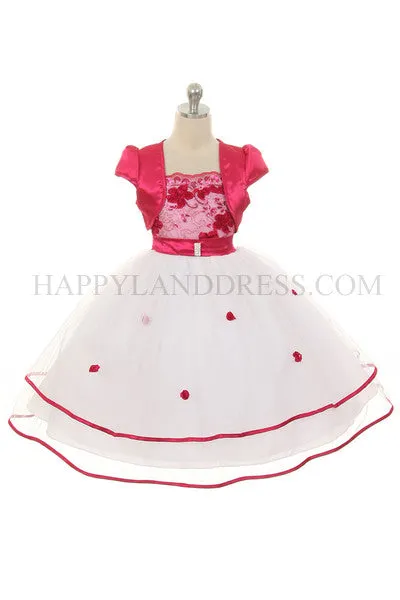 D0324 Laced Top with Two-Layered Tulle Dress (3 Diff. Colors)