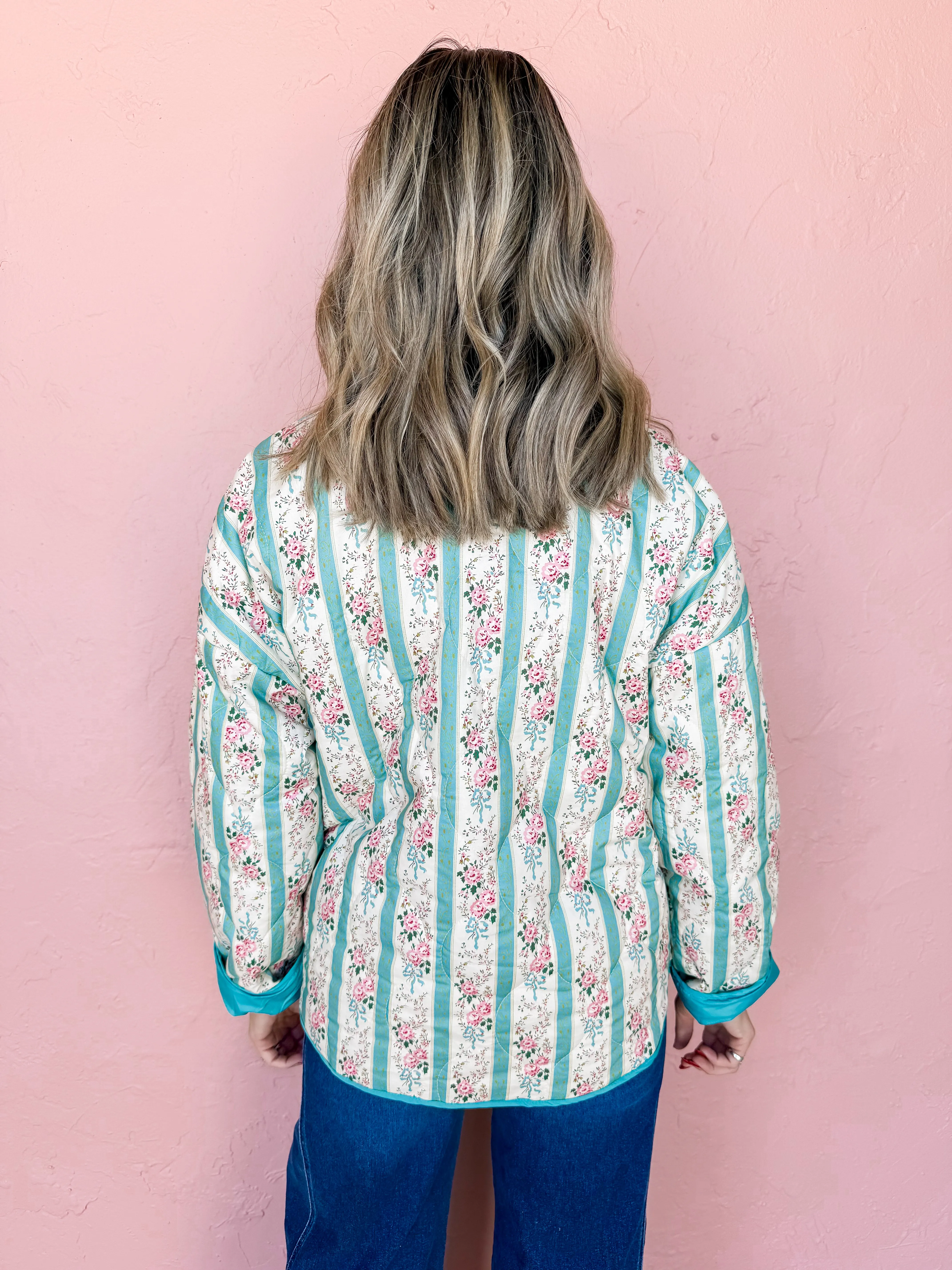 Distant Memory Floral Quilted Open Jacket