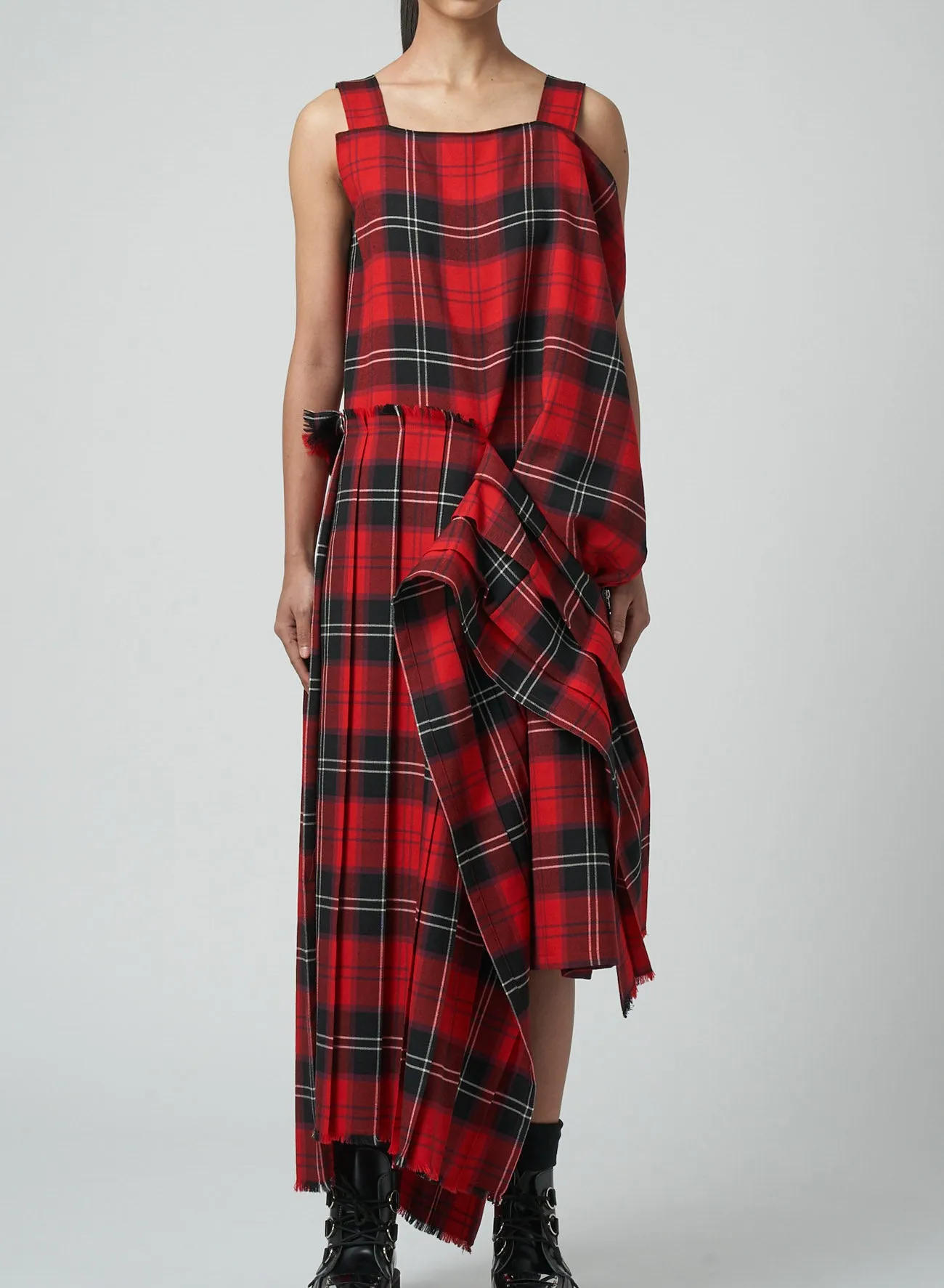 DRESS WITH PLEATED WRAP SKIRT