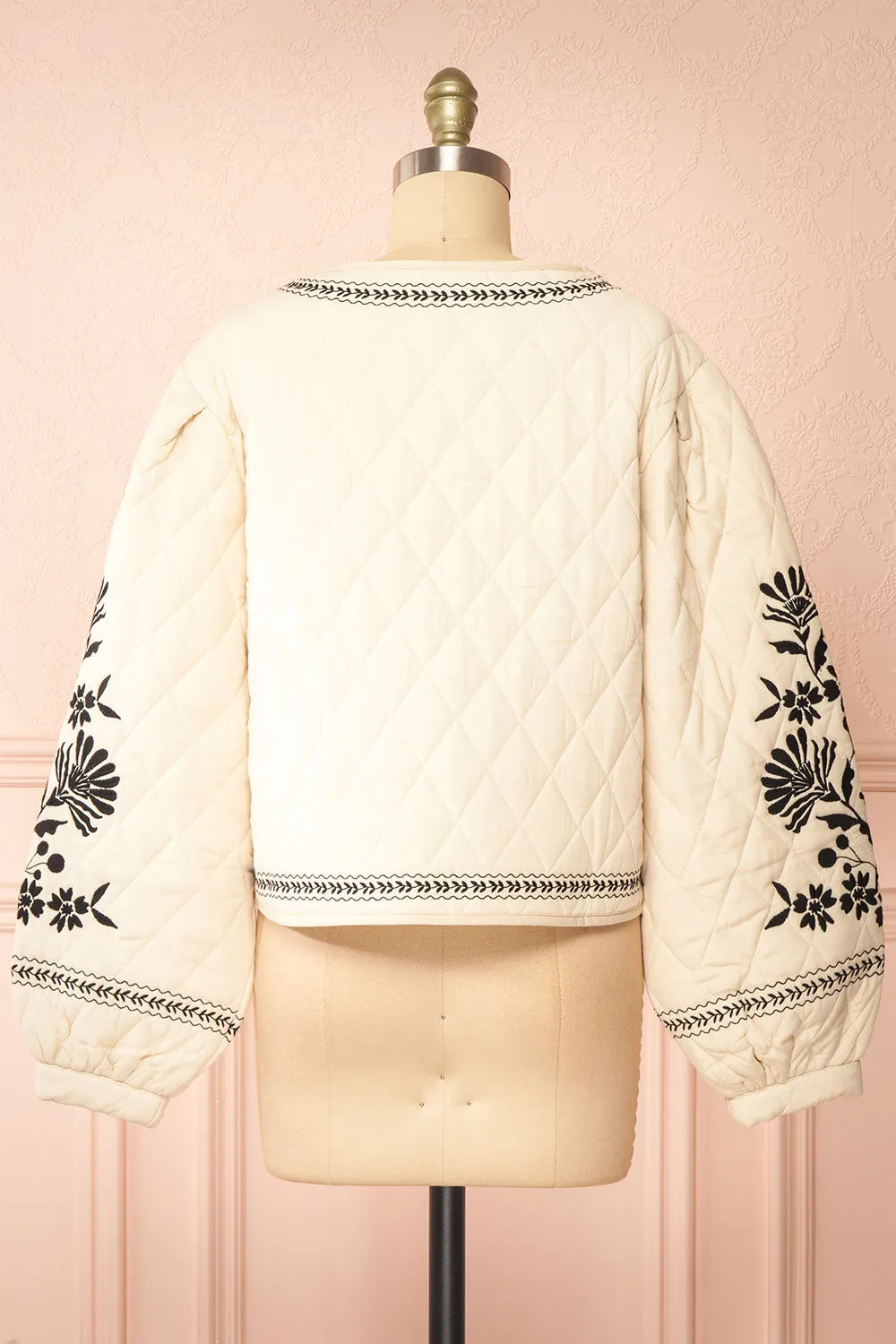 Esmeray | Floral Embroidered Beige Jacket