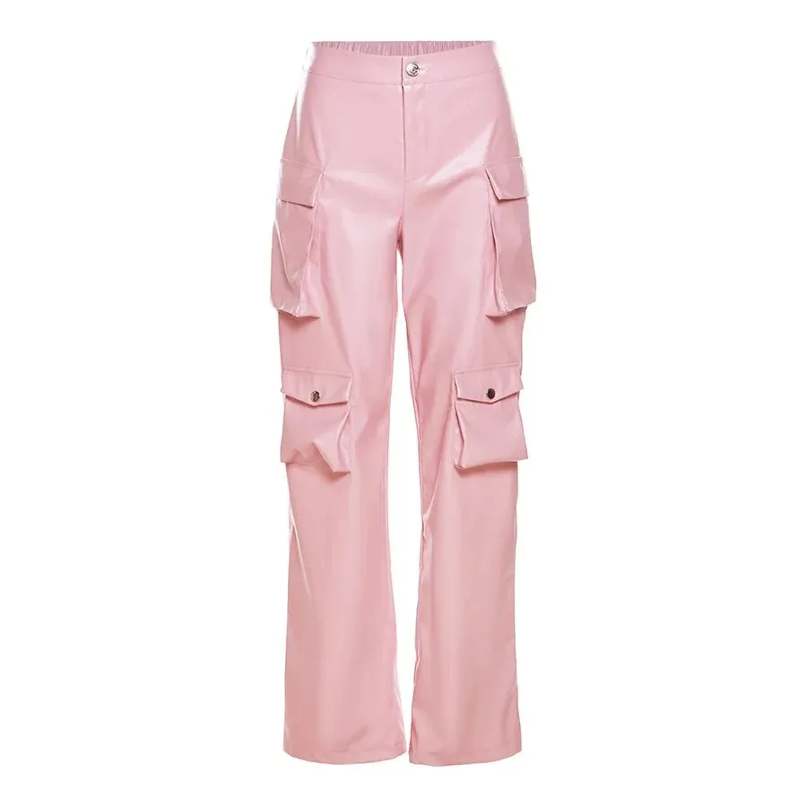 Faux Leather Cargo Pants