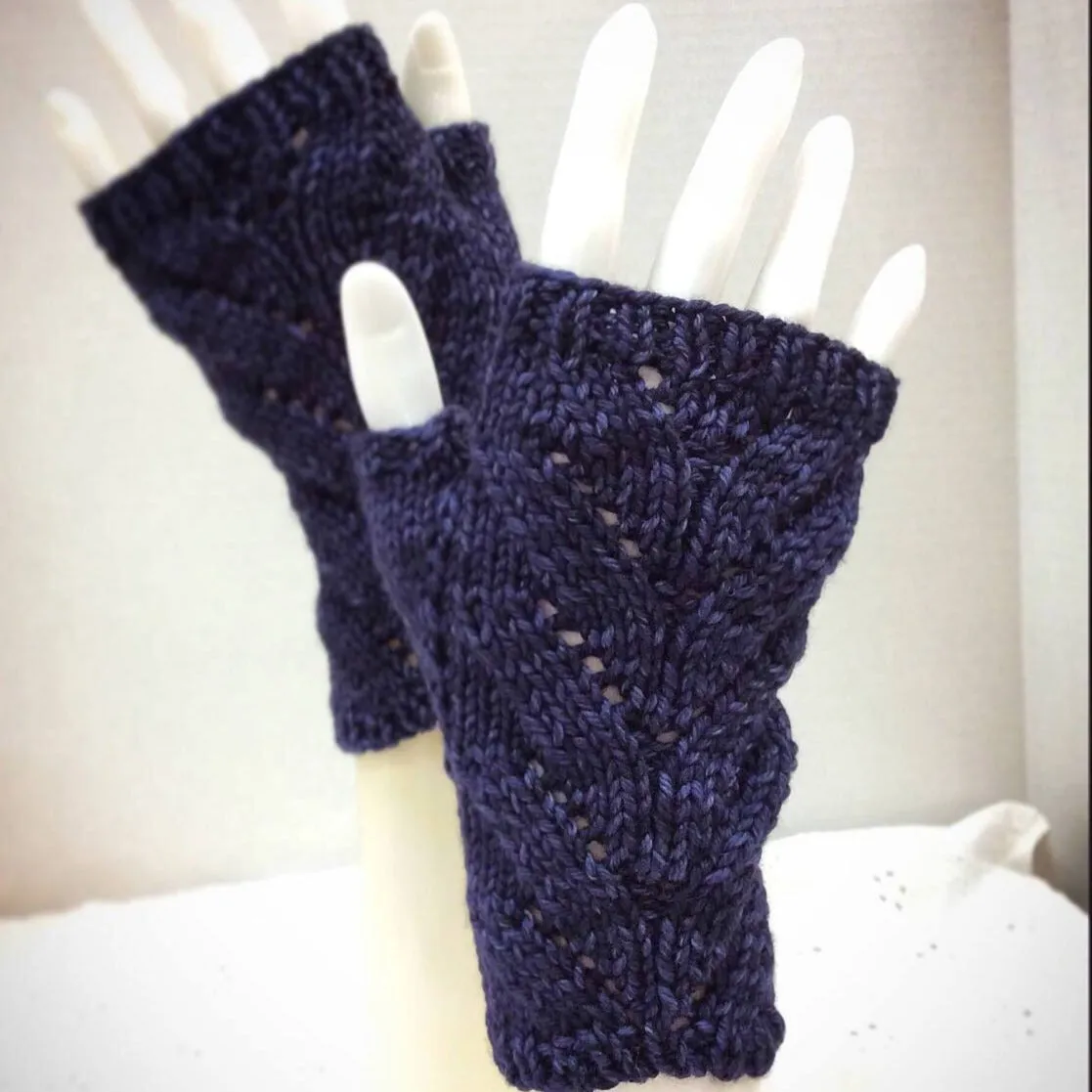 Fingerless Gloves | superfine merino wool | purple | 7" total length | Knit Witts Global