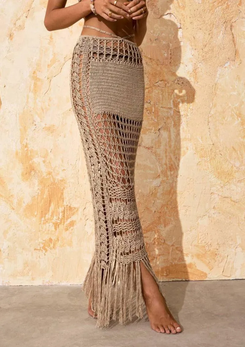Flook Maxi Beach Crochet Skirt Calla