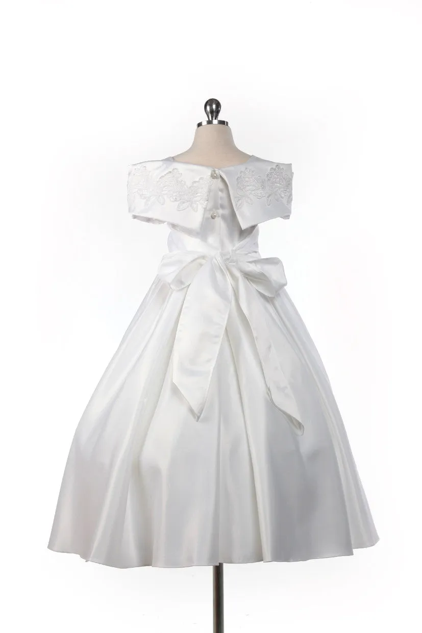 GCM2121 Embroidered Satin Dress (White Only)