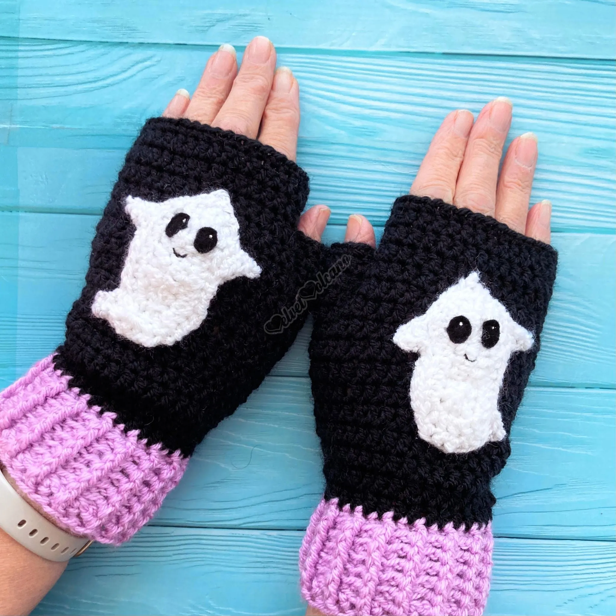 Ghost Fingerless Gloves (Custom Colour)