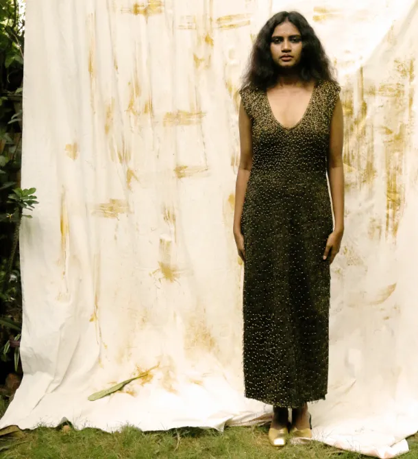 Gold Pile Dress