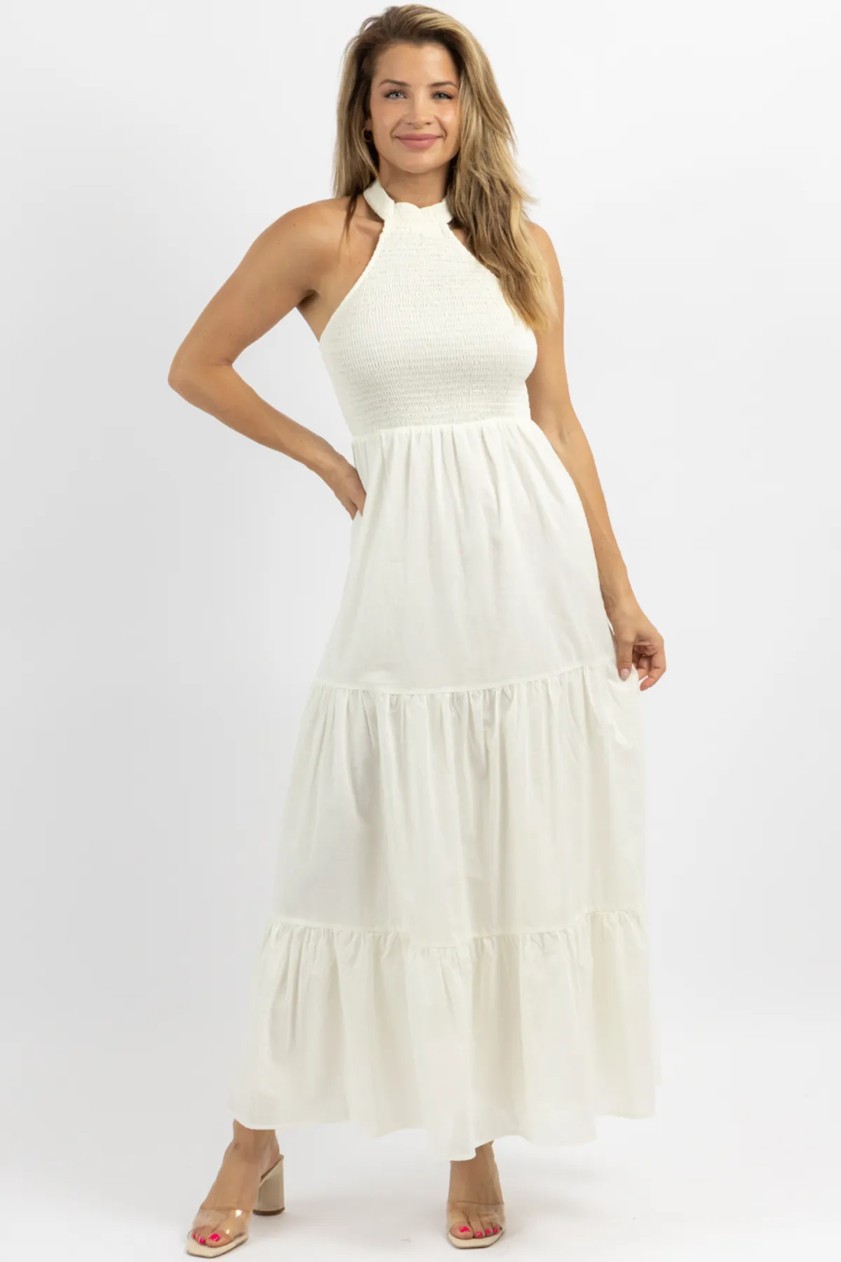 HEATWAVE SMOCK   MOCK NECK MAXI DRESS