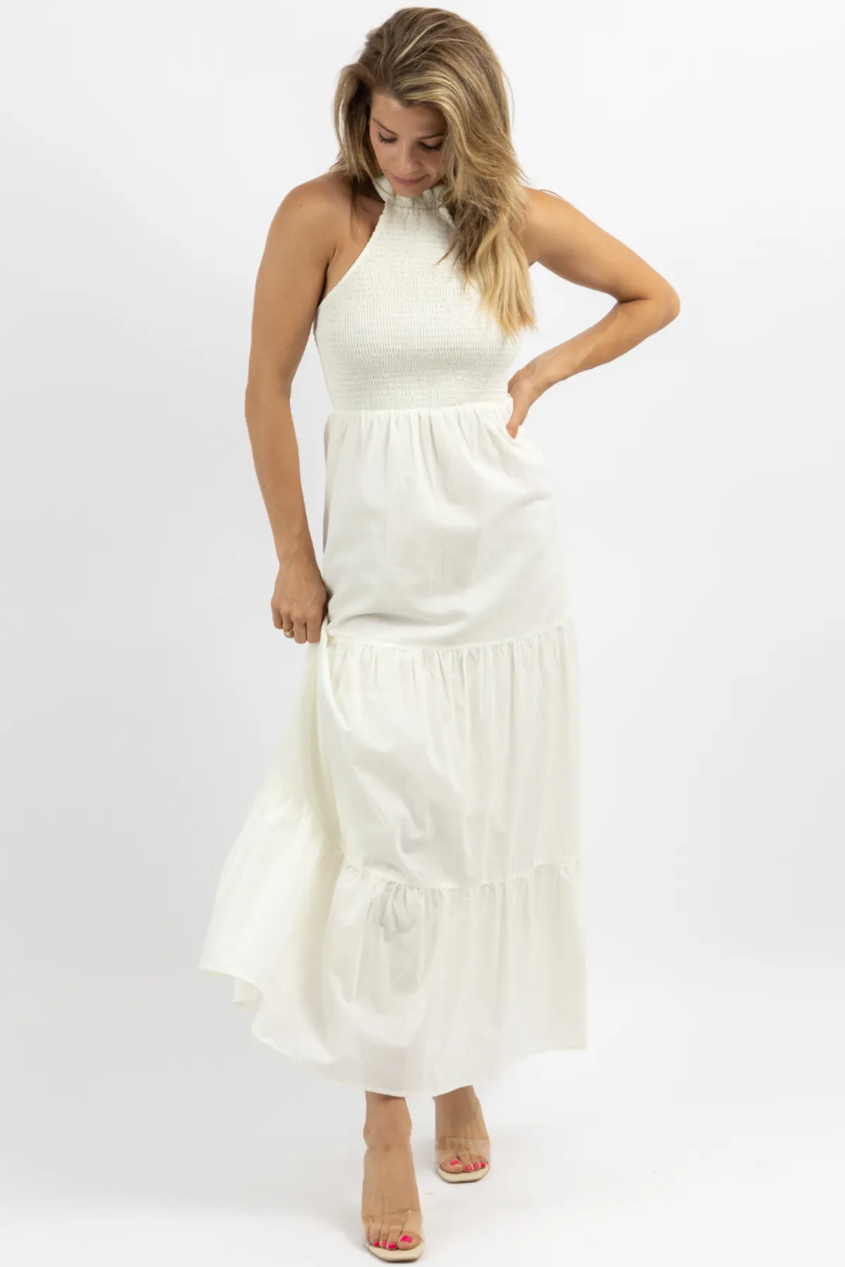 HEATWAVE SMOCK   MOCK NECK MAXI DRESS