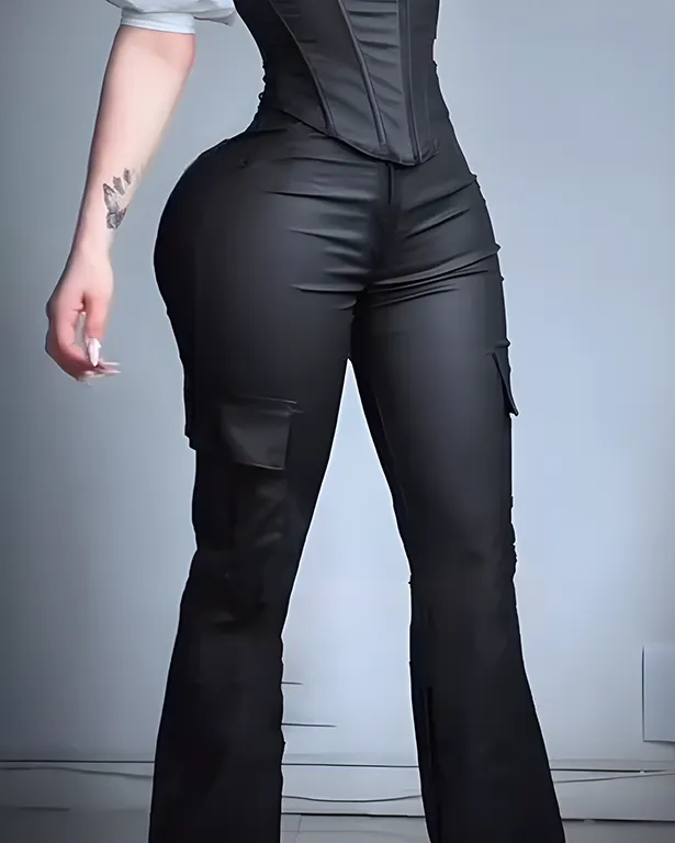 High-Rise Faux-Leather Cargo Leggings