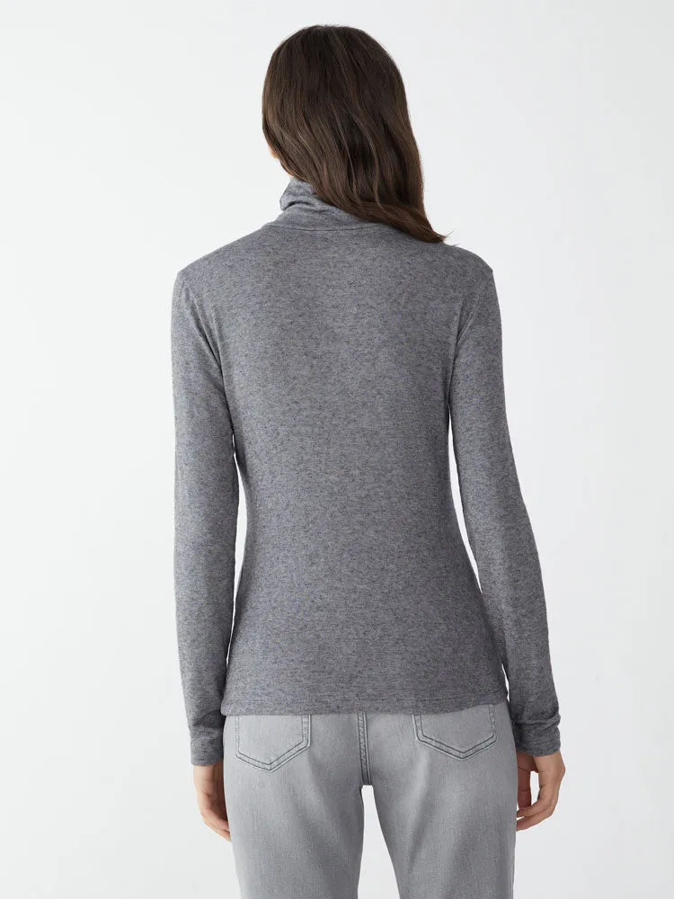 iBlues Zina Roll Neck Top Melange Grey