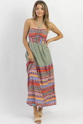KAHUNA BLUE HALTER MAXI DRESS