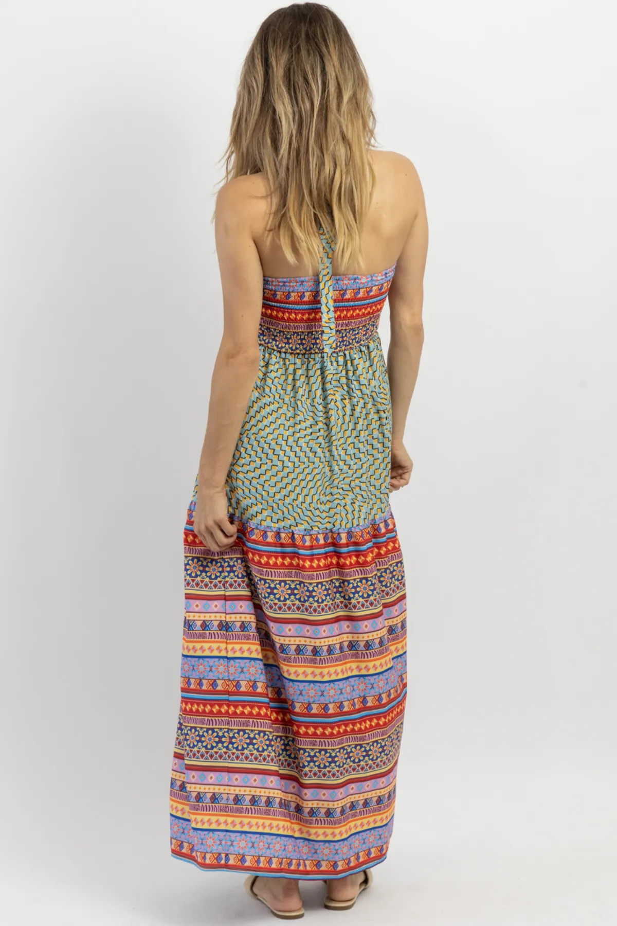 KAHUNA BLUE HALTER MAXI DRESS