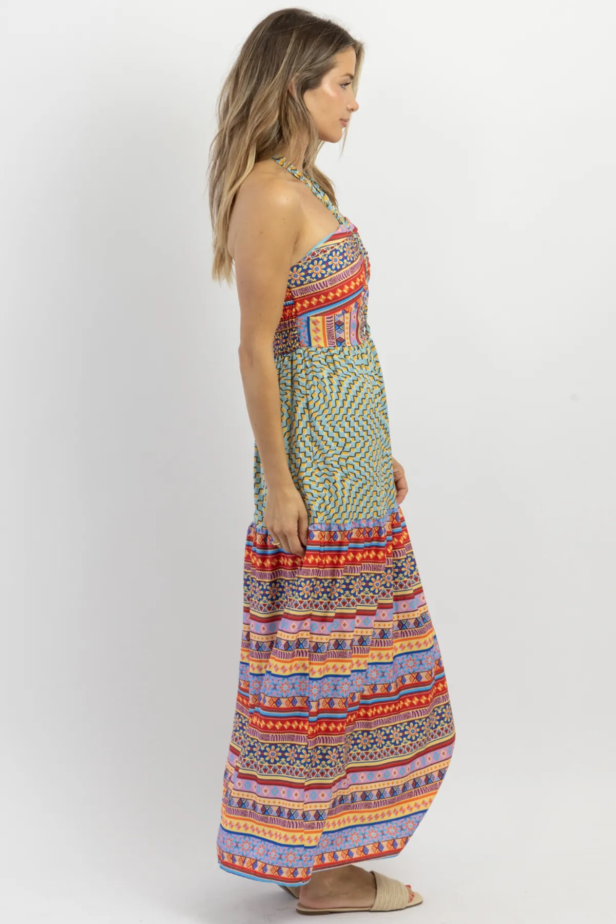 KAHUNA BLUE HALTER MAXI DRESS