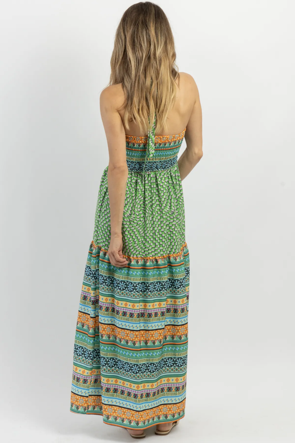 KAHUNA GREEN HALTER MAXI DRESS