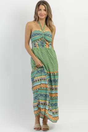 KAHUNA GREEN HALTER MAXI DRESS
