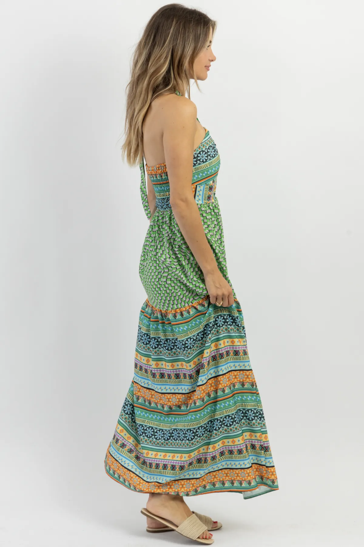 KAHUNA GREEN HALTER MAXI DRESS