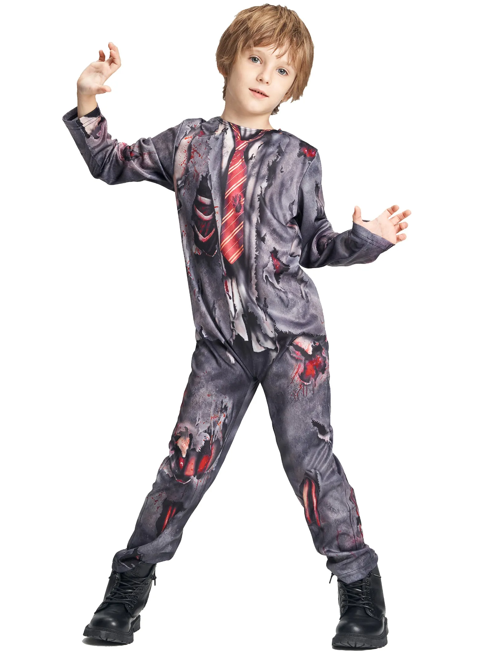 Kids Zombie Uniform Jumpsuit Halloween Costume