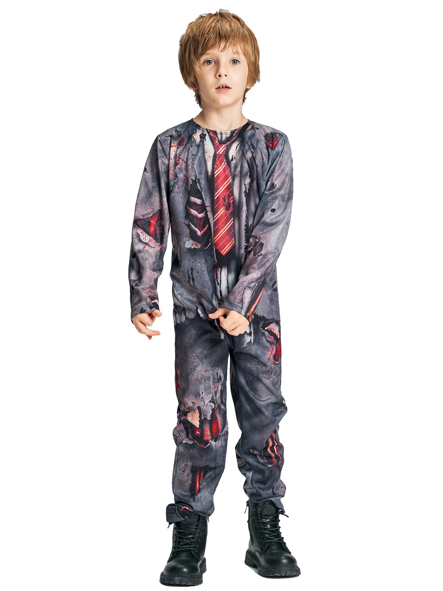 Kids Zombie Uniform Jumpsuit Halloween Costume