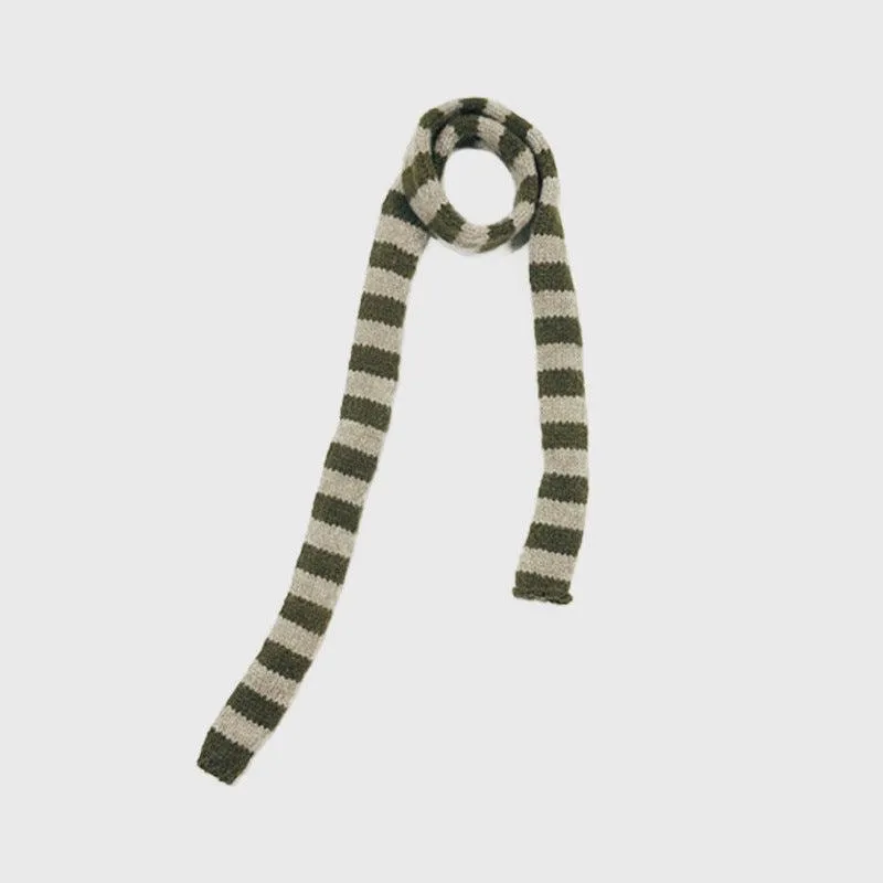 Ladies Stripe Color Block Skinny Knit Scarves YW4022