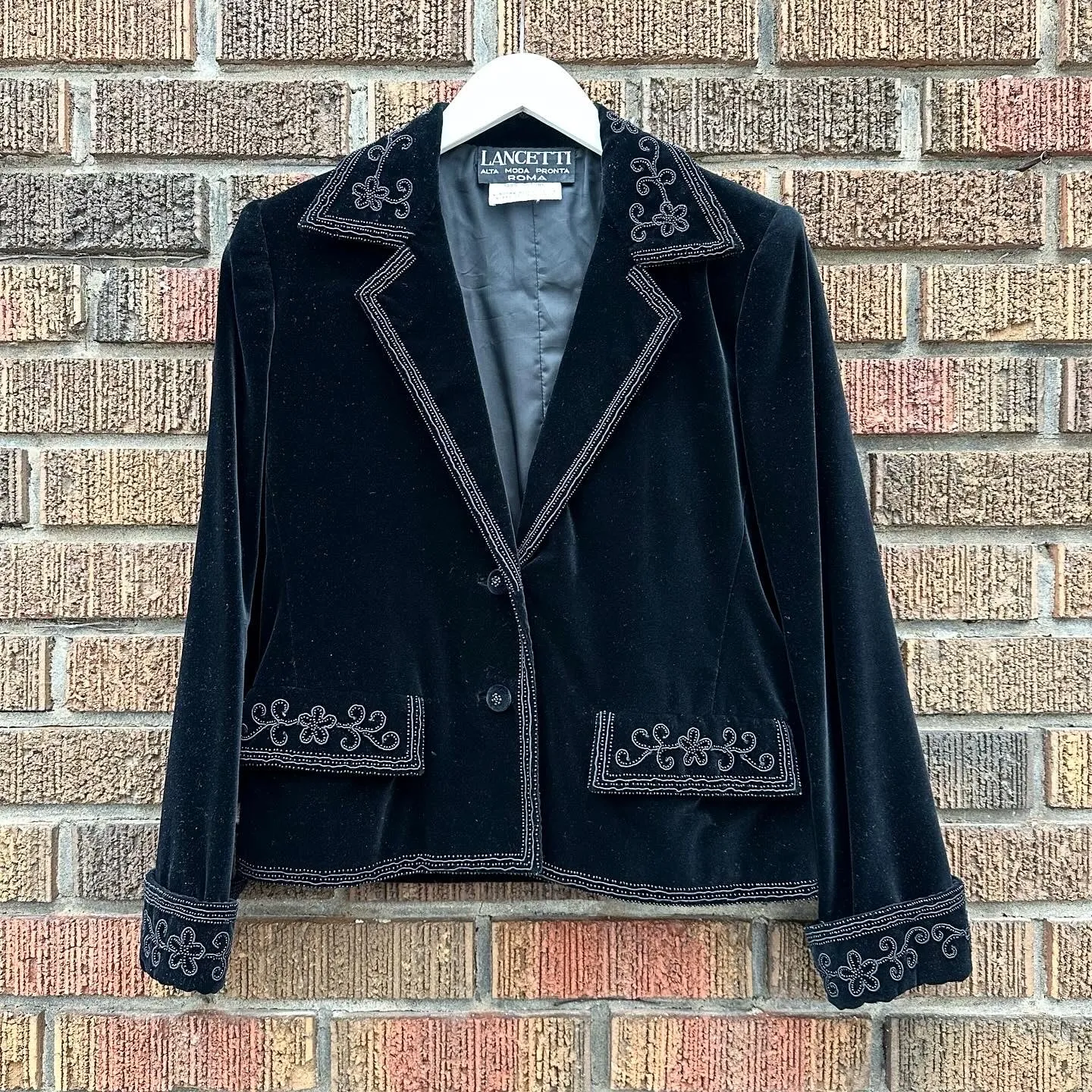 LANCETTI Roma Vintage 1970s Bead Embellished Velvet Dress & Jacket