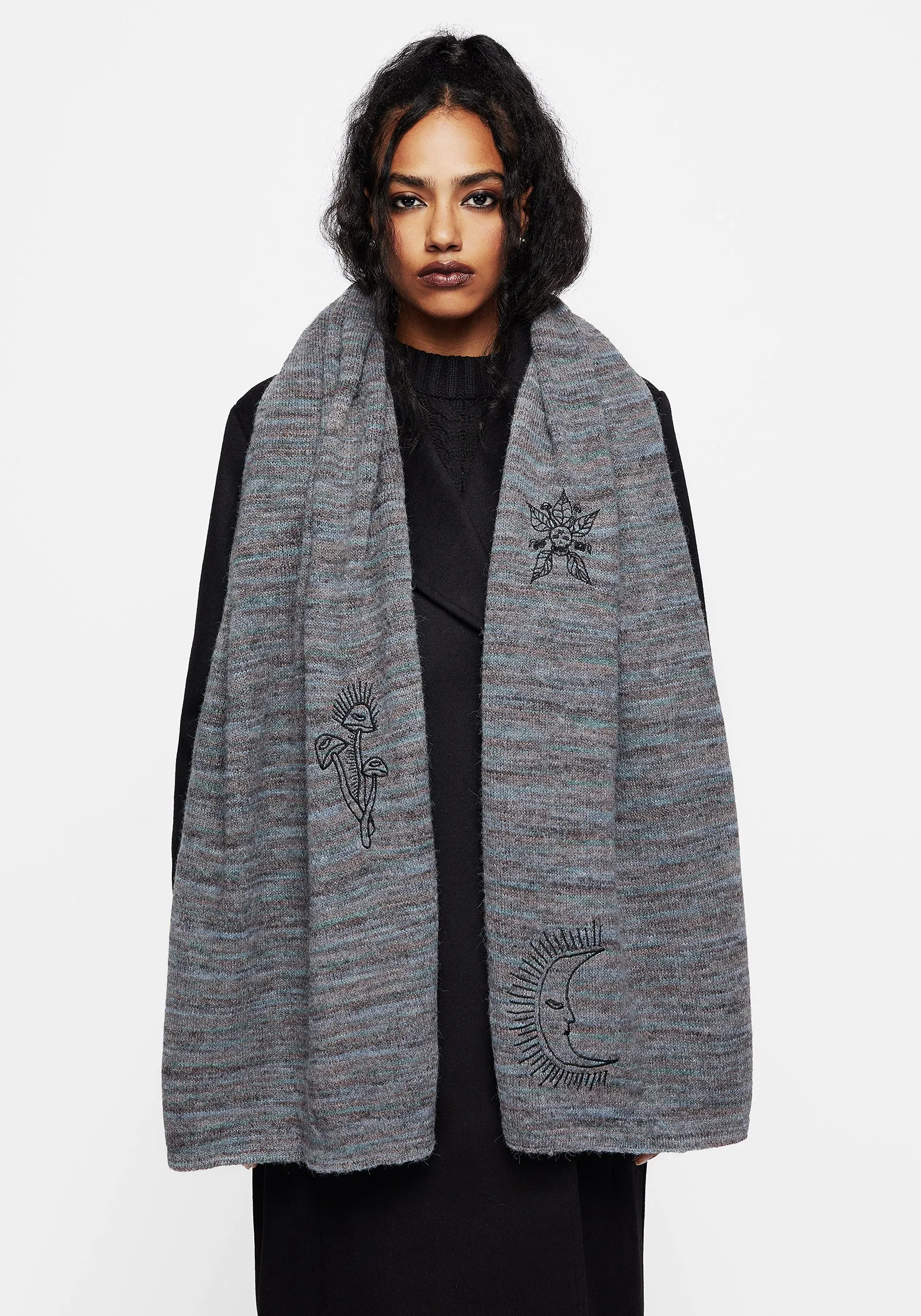 Mandragore Embroidered Knit Scarf