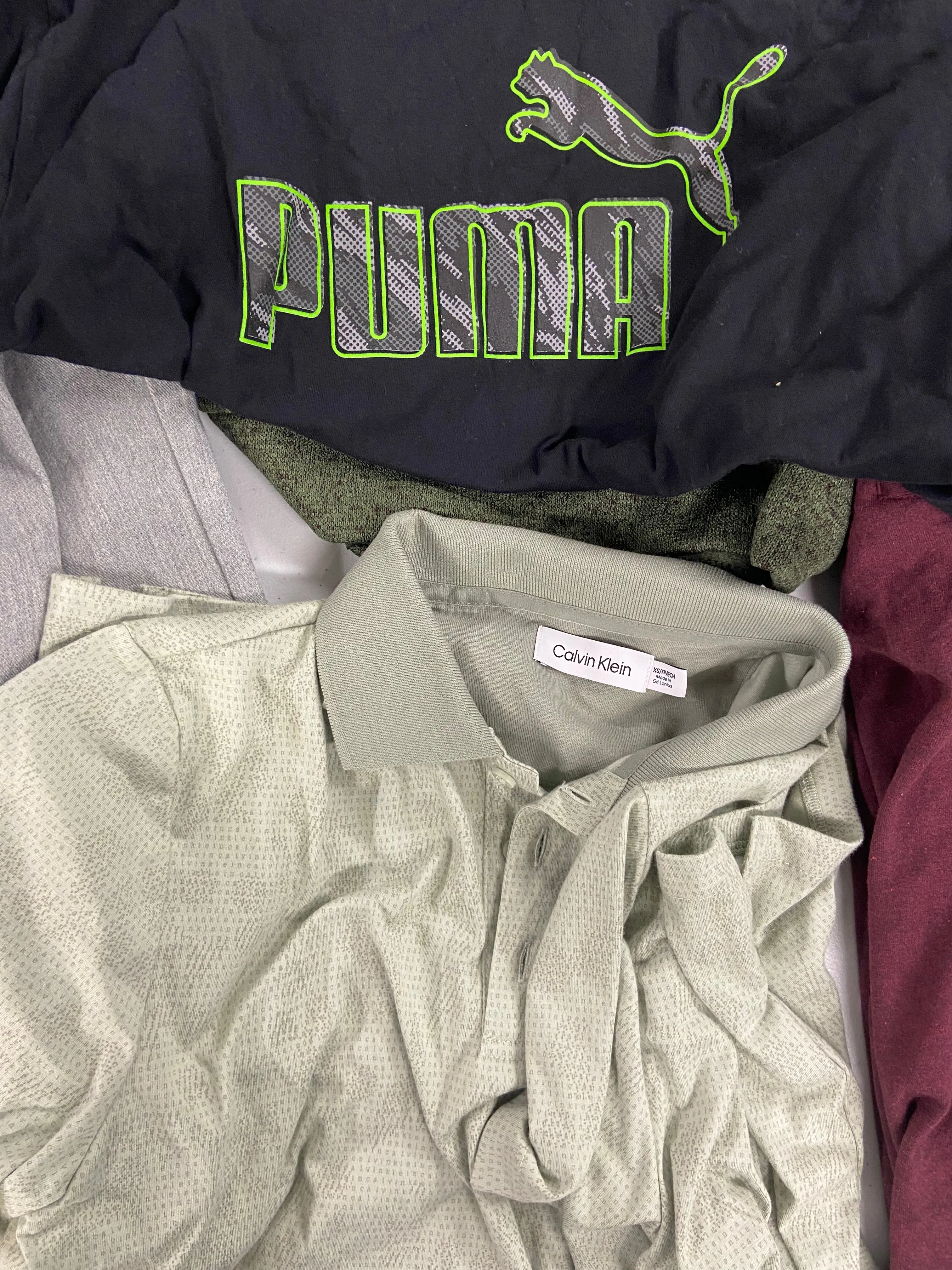 Men's Clothing Assorted Wholesale Lot, PUMA, POLO RALPH LAUREN, NIKE, CALVIN KLEIN, EDDIE BAUER and more, 12 items, Shelf Pulls, MSRP $594