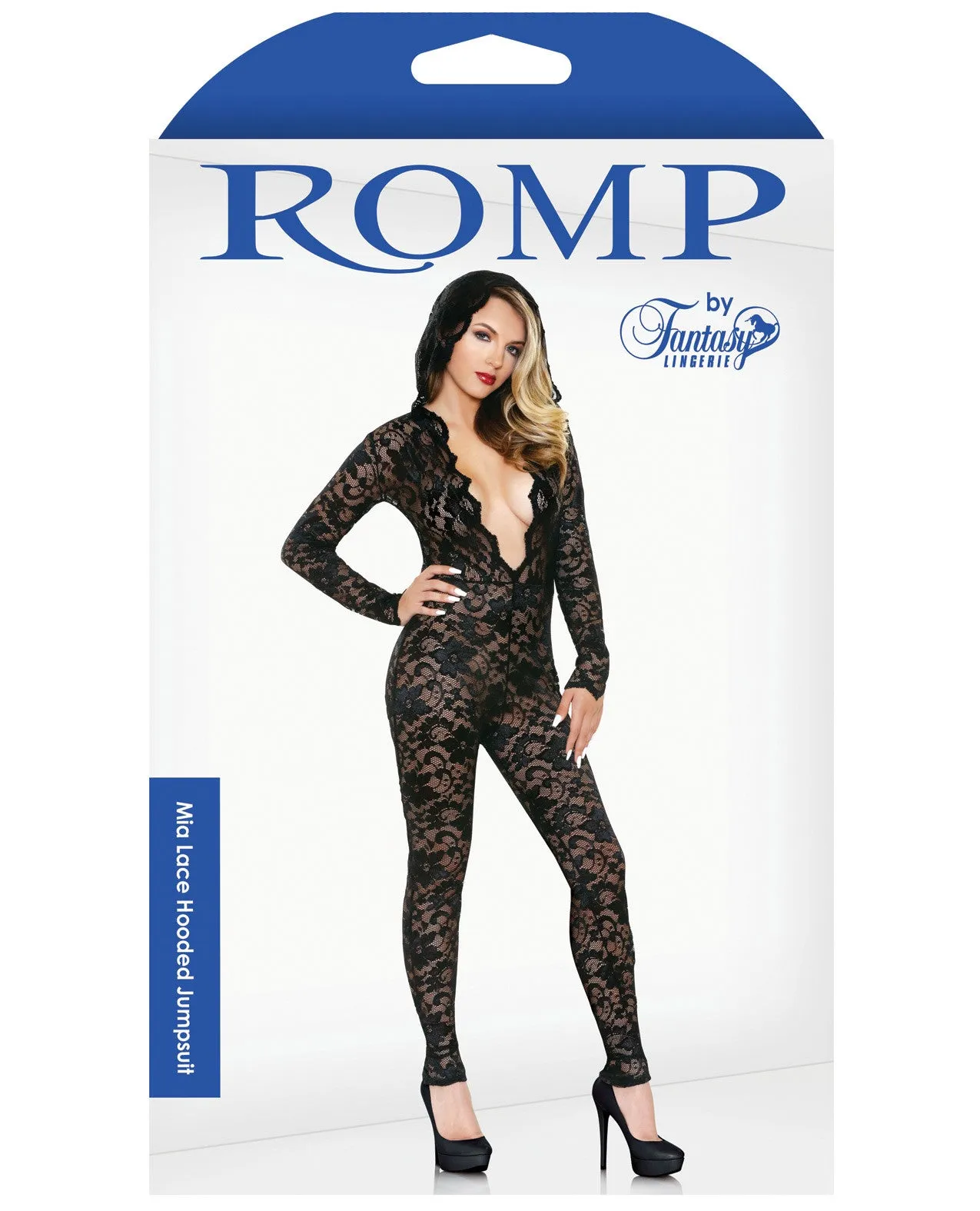 Mia Lace Hood Jumpsuit - Black