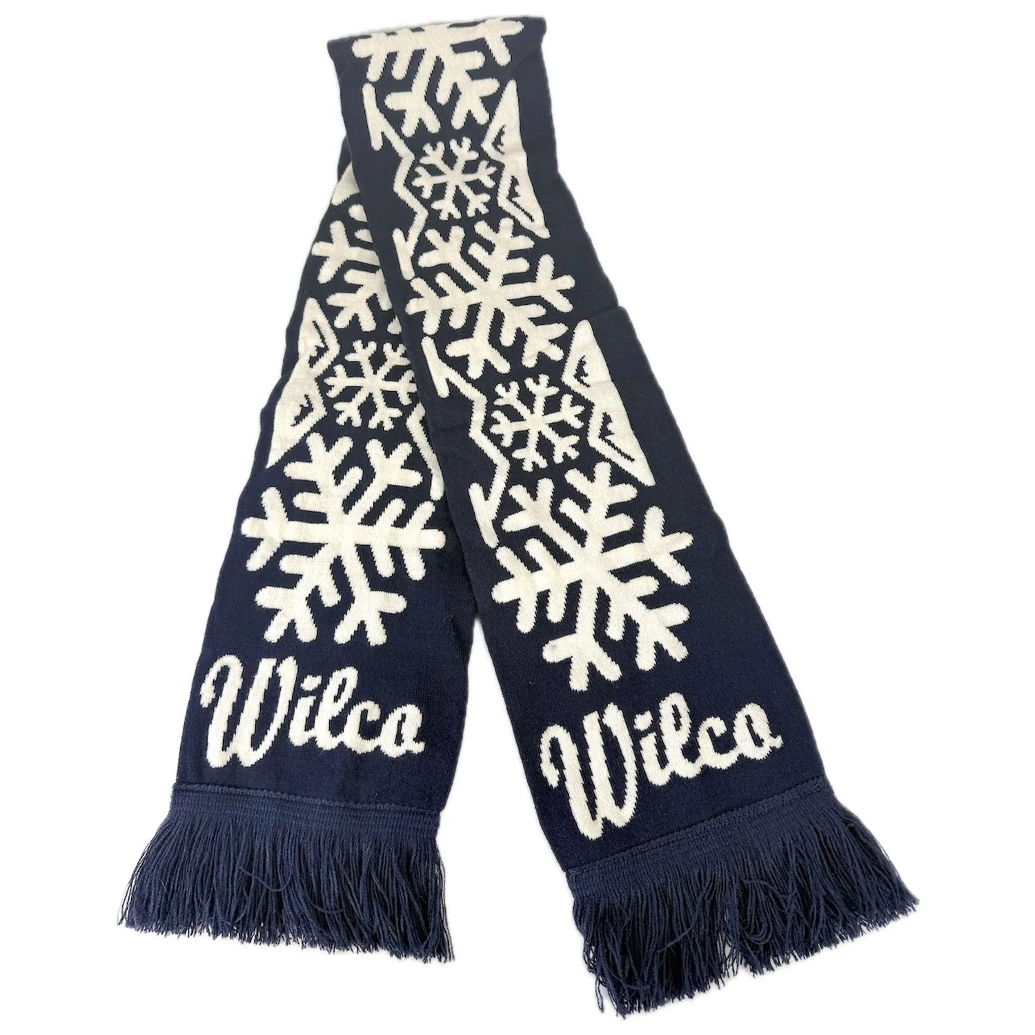 Navy Snowflake Knit Scarf