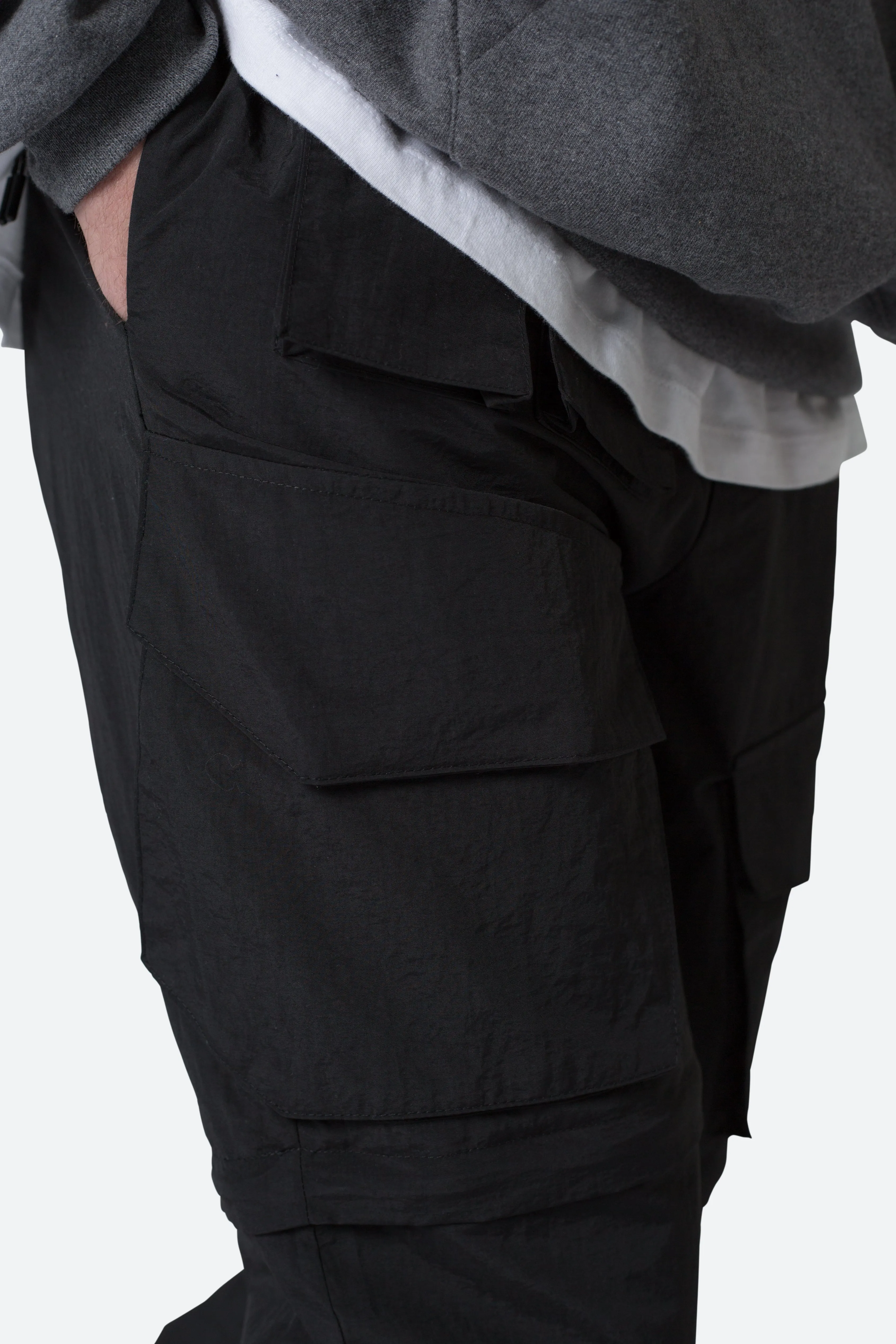 Nylon Cargo Traveler Pants - Black
