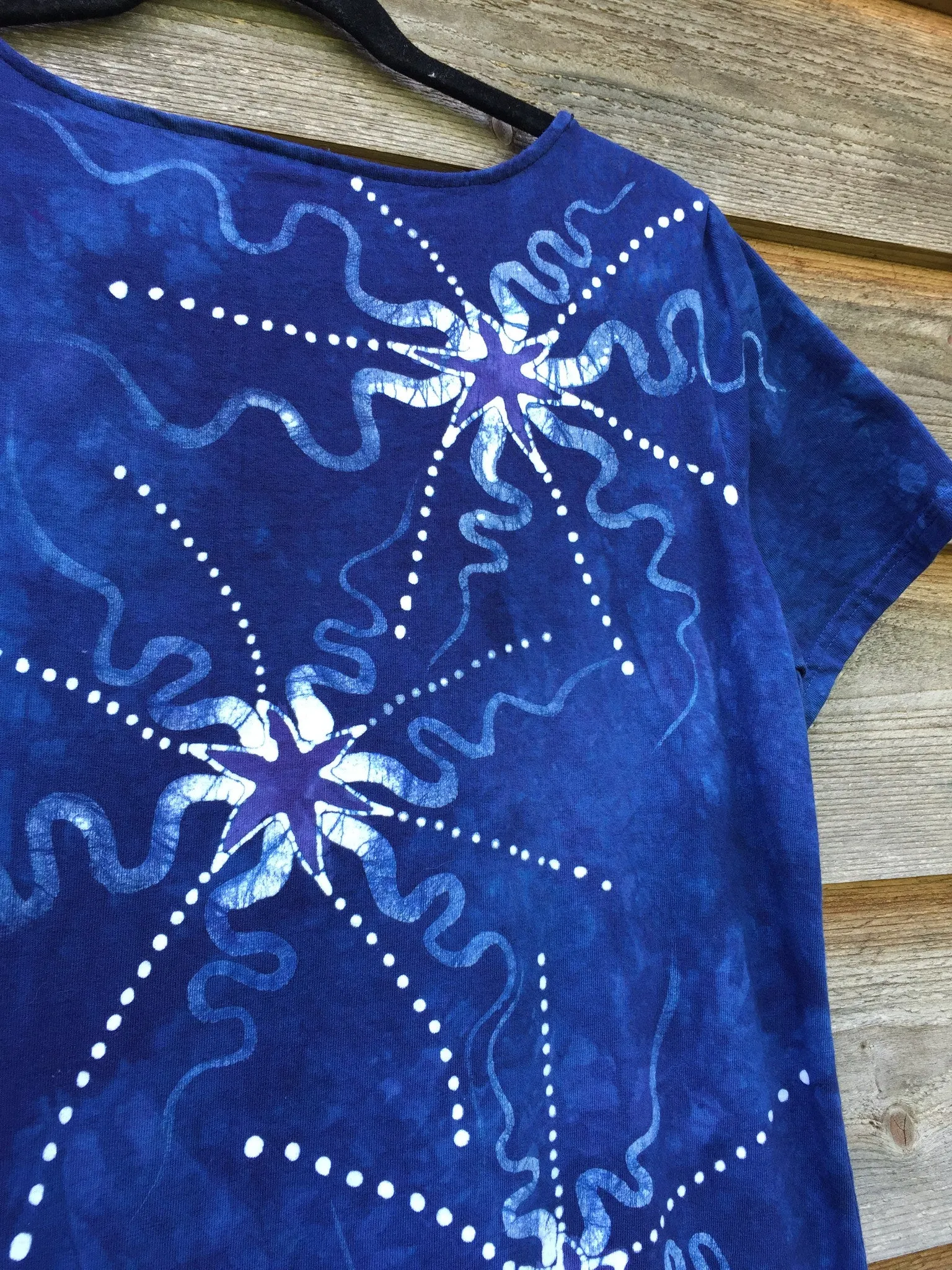 Periwinkle Moon Burst - Short Sleeve Batik Dress