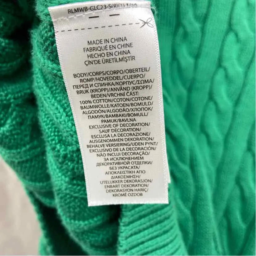 Polo by Ralph Lauren Men's Size L Green Cable Knit Sweater