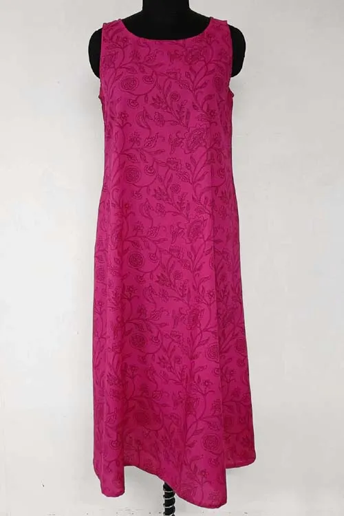 Rangsutra Saheli Double Layer Hand Embroidered Yellow Mulmul Cotton Kurta Dress With Printed Pink Slip
