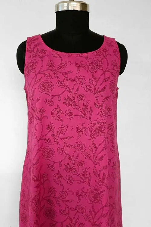 Rangsutra Saheli Double Layer Hand Embroidered Yellow Mulmul Cotton Kurta Dress With Printed Pink Slip