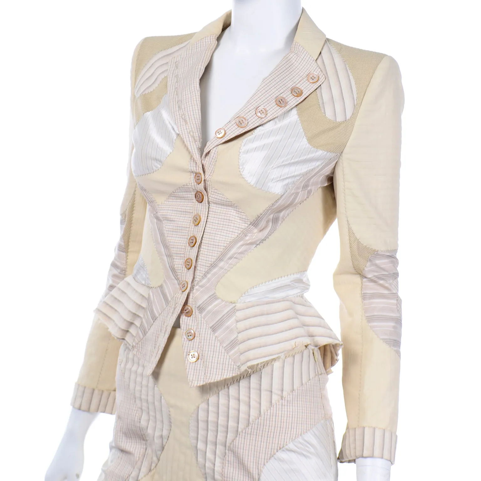 Rare Alexander McQueen Spring 2004 Deliverance 2pc Quilted Jacket & Skirt