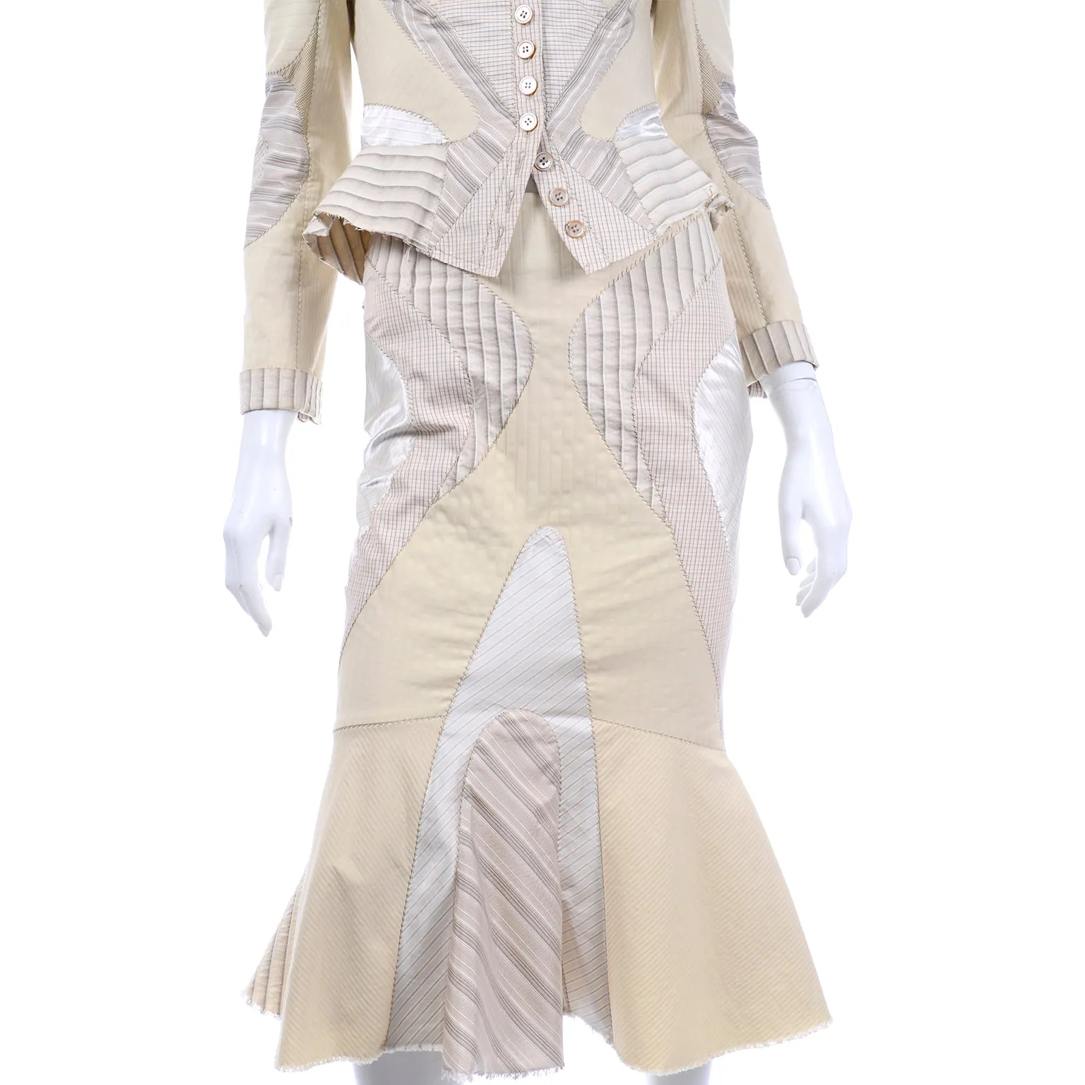 Rare Alexander McQueen Spring 2004 Deliverance 2pc Quilted Jacket & Skirt