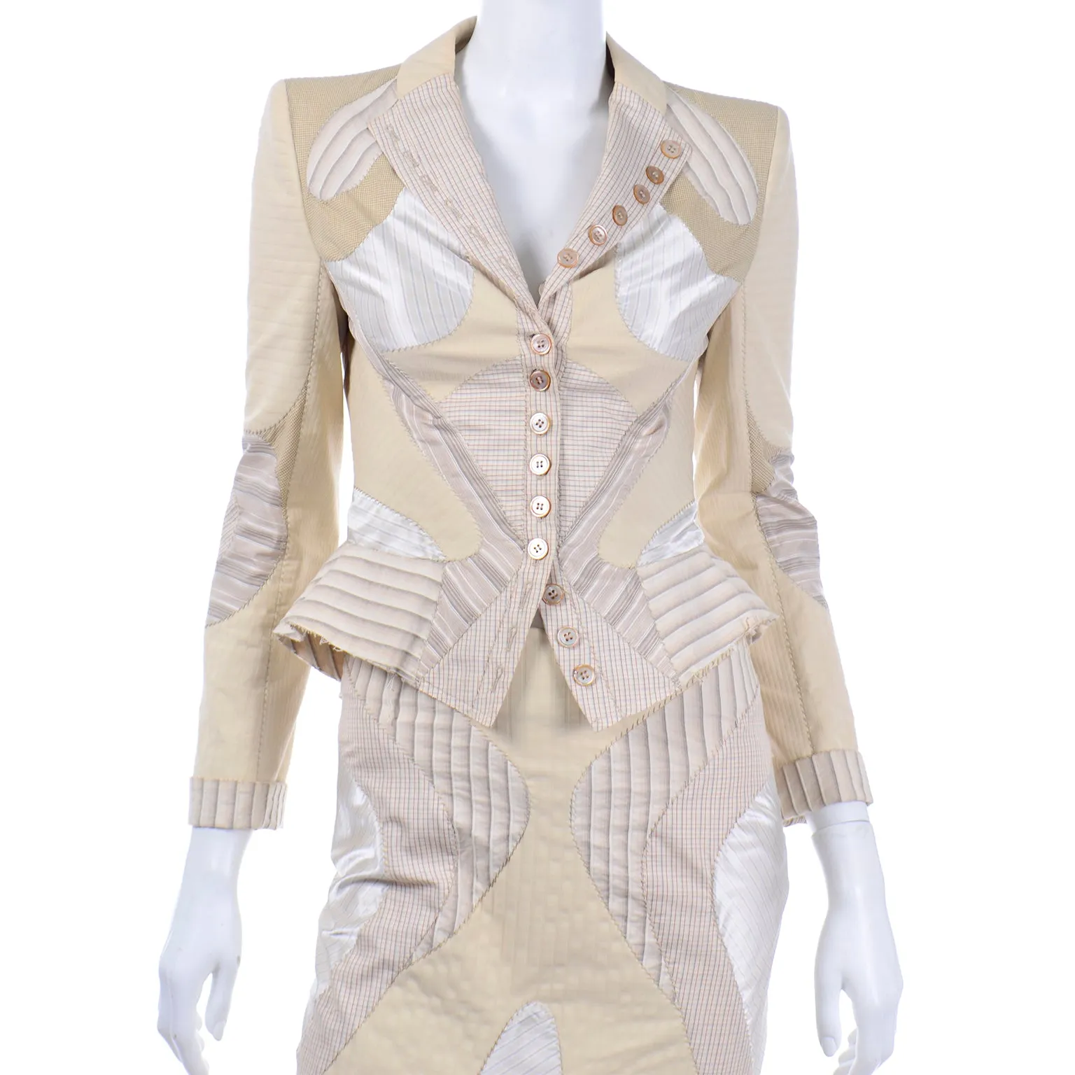 Rare Alexander McQueen Spring 2004 Deliverance 2pc Quilted Jacket & Skirt