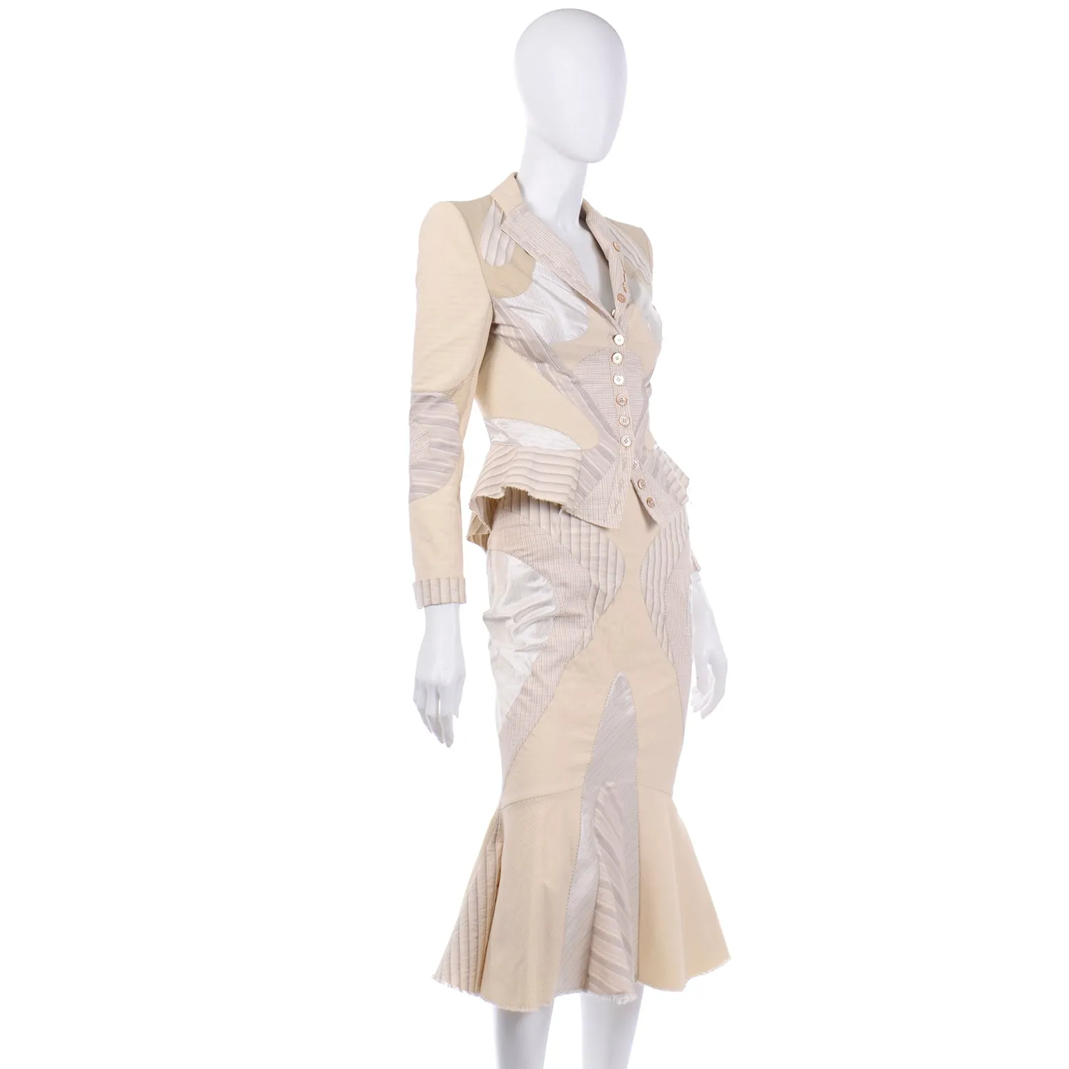 Rare Alexander McQueen Spring 2004 Deliverance 2pc Quilted Jacket & Skirt