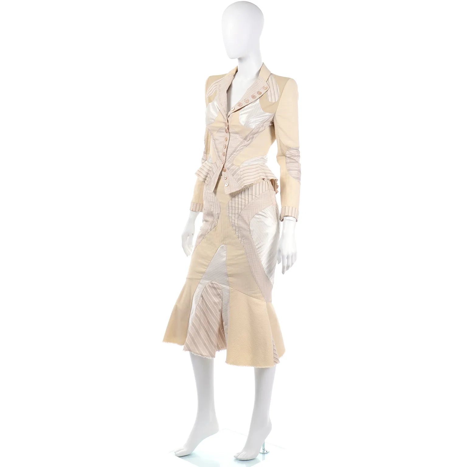 Rare Alexander McQueen Spring 2004 Deliverance 2pc Quilted Jacket & Skirt